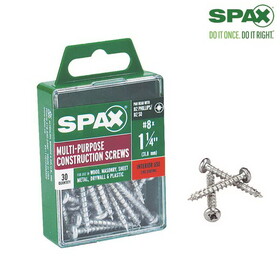 Spax 4111010400322 No. 8 X 1.25 in. L Phillips/Square Zinc-Plated Serrated Multi-Material Screw 30 pk