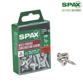 Spax 4111010500162 No. 10 X 5/8 in. L Phillips/Square Zinc-Plated Serrated Multi-Material Screw 25 pk