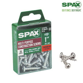 Spax 4111010500252 No. 10 X 1 in. L Phillips/Square Zinc-Plated Serrated Multi-Material Screw 20 pk