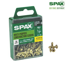 Spax 4101020350132 Multi-Material No. 6 Label X 1/2 in. L Unidrive Flat Head Serrated Construction Screws