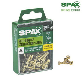 Spax 4101020350162 Multi-Material No. 6 Label X 5/8 in. L Unidrive Flat Head Serrated Construction Screws