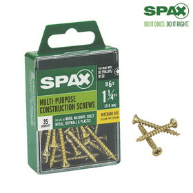 Spax 4101020350322 Multi-Material No. 6 Label X 1-1/4 in. L Unidrive Flat Head Serrated Construction Screws