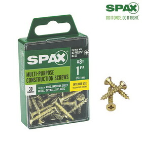 Spax 4101020400252 Multi-Material No. 8 Label X 1 in. L Unidrive Flat Head Serrated Construction Screws