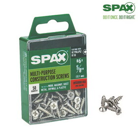 Spax 4101010350162 Multi-Material No. 6 Label X 5/8 in. L Unidrive Flat Head Serrated Construction Screws