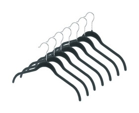 Whitmor 6478-1622-7-BLK 9 in. H X 1/10 in. W X 16-1/4 in. L Plastic Black Flocked Hanger 7 pk
