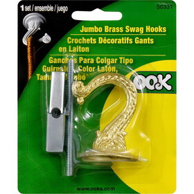 Hillman 534502 OOK Jumbo Bright Brass Gold Steel 1-1/2 in. L Swag Hook 30 lb 1 pk