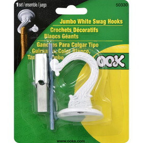 Hillman 534500 OOK Jumbo Vinyl Coated White Steel 1-1/2 in. L Swag Hook 30 lb 1 pk