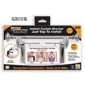 Tap Bracket TBSILV-MC6 As Seen On TV Silver Steel Curtain Bracket 30 lb