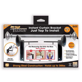 Tap Bracket TBBLACK-MC6 As Seen On TV Black Steel Curtain Bracket 30 lb