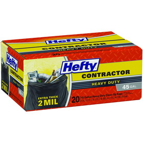 Hefty E24519 45 gal No Scent Contractor Bags Twist Tie 20 pk