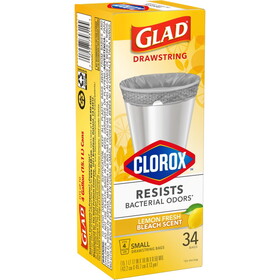 Glad 79314 4 gal Lemon Kitchen Trash Bags Drawstring 34 pk