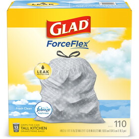 Glad 78554 Force Flex 13 gal Fresh Tall Kitchen Bags Drawstring 110 pk