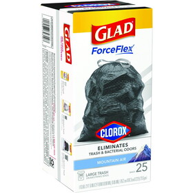 Glad 79310 Force Flex 30 gal Mountain Air Trash Bags Drawstring 25 pk