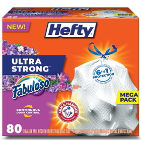 Hefty E88390 Ultra Strong 13 gal Fabuloso Tall Kitchen Bags Drawstring 80 pk