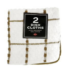 Ritz 27578 Biscotti Cotton Check/Solid Dish Cloth 2 pk