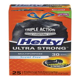 Hefty E80627 Ultra Strong 30 gal No Scent Trash Bags Drawstring 25 pk