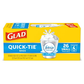 Glad 78812 Febreze 4 gal Fresh Trash Bags Quick Tie 26 pk
