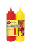 Tablecraft 112KM Nostalgia Red/Yellow Polyethylene Ketchup and Mustard Dispensers 24 oz