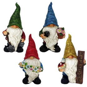 Alpine WQA1456ABB Polyresin Assorted 12 in. Gnome Garden Statue