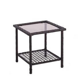Living Accents H22ST1527 Greenwich Brown Square Glass Side Table