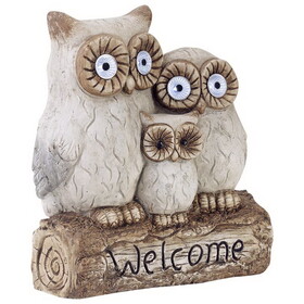 Alpine QWR476SLR Fiberglass/Resin/Stone Gray 16 in. Owl Family Welcome Statue
