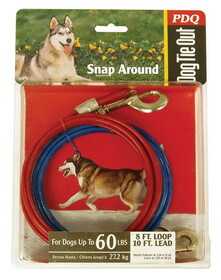 PDQ Q251500099 Red Tie-Out Vinyl Coated Cable Dog Tie Out Large