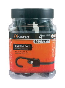 Keeper 06323 Black/Gray Bungee Cord 48 in. L X 0.374 in. 4 pk