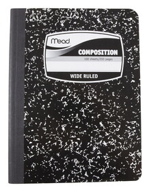 Mead 09910 7-1/2 in. W X 9-3/4 in. L Wide Ruled Stitched Black Composition Book
