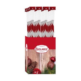 Alpine QWE106 LED White Solar Candy Cane Striped Stake 23 in. Pathway Decor