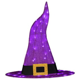 GEMMY 550540Gemmy Purple 50 ct 30 in. LED Prelit Witch Hat Yard Decor