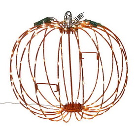 Celebrations PMSORA White 216 ct 14 in. LED Prelit Foldable Pumpkin Halloween Decor