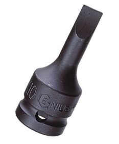Genius Tools 3/8&quot; Dr. 1.0 x 5.5mm Slotted Impact Bit Socket, 52mmL (CR-Mo) - 3452P055