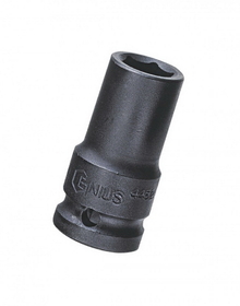 Genius Tools 445212 1/2" Dr. 12mm Semi-Deep Thin Wall Impact Socket (CR-Mo)