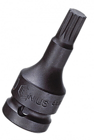 Genius Tools 4476T05 1/2" Dr. M5 Triple Square Impact Bit Socket, 76mmL (CR-Mo)