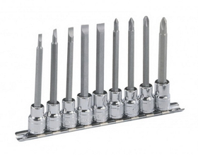 Genius Tools BS-309L 9PC 3/8" Dr. Slotted &amp; Philips Bit Socket