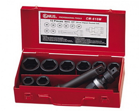 Genius Tools CM-610M 10PC 3/4" Dr. Metric Impact Socket Set (CR-Mo)