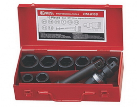 Genius Tools CM-610S 10PC 3/4" Dr. SAE Impact Socket Set (CR-Mo)