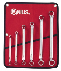 Genius Tools DE-706S 6PC SAE Double Ended Offset Ring Wrench Set (Mirror Finish)