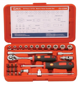 Genius Tools 28PC 1/4&quot; Dr. Metric Hand Socket Set - EU-228M