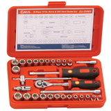 Genius Tools 30PC 1/4" Dr. Metric & SAE Hand Socket Set - EU-230MS