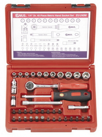 Genius Tools EU-240M 40PC 1/4" Dr. Metric Hand Socket Set