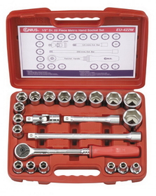 Genius Tools EU-422M 22PC 1/2" Dr. Metric Hand Socket Set