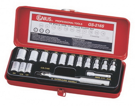 Genius Tools GS-216S 16PC 1/4" Dr. SAE Hand Socket Set