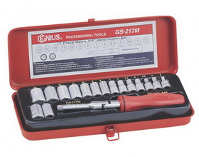 Genius Tools GS-217M 17PC 1/4" Dr. Metric Hand Socket Set