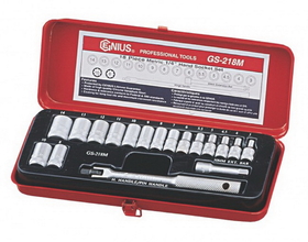 Genius Tools GS-218M 18PC 1/4" Dr. Metric Hand Socket Set