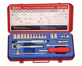 Genius Tools GS-220M 20PC 1/4" Dr. Metric Hand Socket Set
