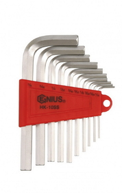 Genius Tools HK-10SS 10PC SAE Hex Wrench Set (S2 Material)