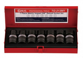Genius Tools TG-213M1 7PC 3/8" Dr. Metric Swivel Impact Socket Set