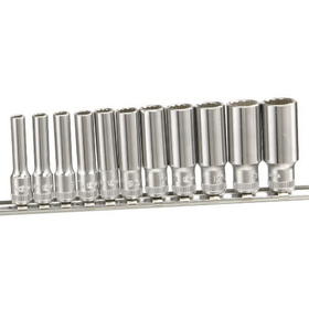 Genius Tools 11PC 1/4&quot; Dr. Metric Deep Hand Socket Set (12-Point) - TW-211MD