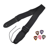 Aspire Guitar Strap Bass Strap with Leather Ends, 5 Pcs Guitar Picks, Ties for Acoustic Guitars